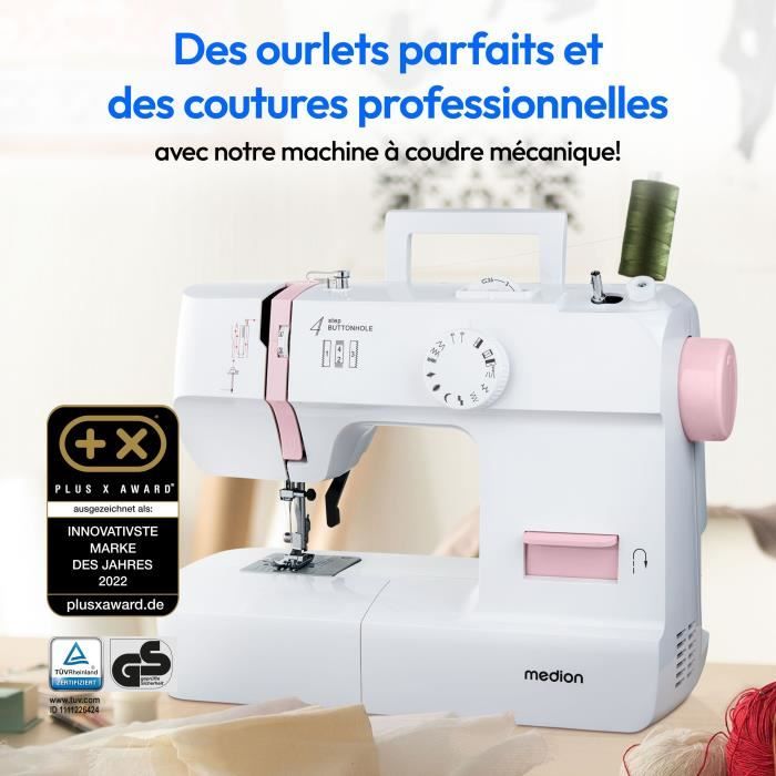 Machine a Coudre - MEDION - SM 70 - 71W - 12 Points - 700 tr/min - LED - Rose