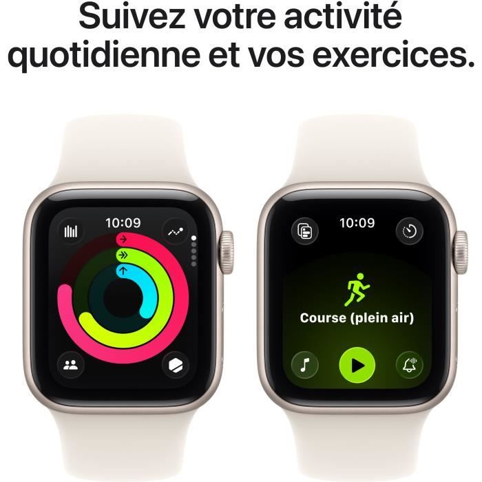 Apple Watch SE 3 GPS - 40mm - Boîtier Starlight Aluminium - Bracelet Starlight Sport Band - S/M