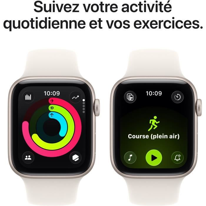 Apple Watch SE 3 GPS - 44mm - Boîtier Starlight Aluminium - Bracelet Starlight Sport Band - S/M