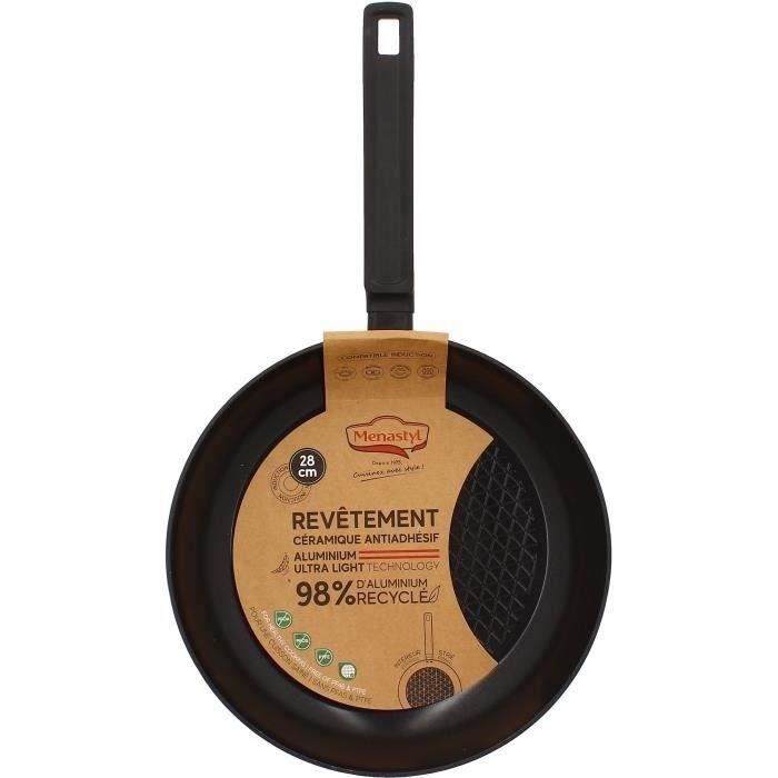 Poęle - MENASTYL - 6020638 - En aluminium forgé - 28 cm - Noir - Tous feux dont induction