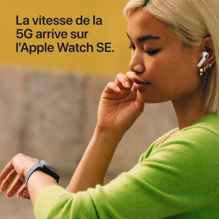 Apple Watch SE 3 GPS + Cellular - 44mm - Boîtier Midnight Aluminium - Bracelet Midnight Sport Band - M/L