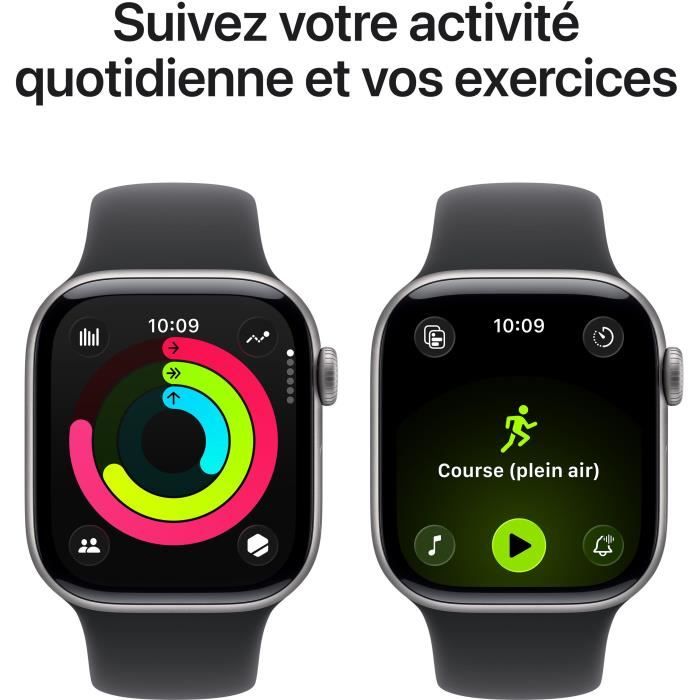 Apple Watch Series 11 GPS - 42mm - Boîtier Space Grey Aluminium - Bracelet Black Sport Band - S/M