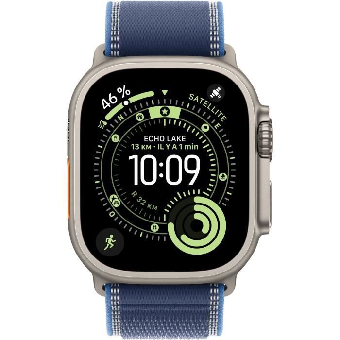 Apple Watch Ultra 3 GPS + Cellular - 49mm - Boîtier Natural Titanium - Bracelet Blue/Bright Blue Trail Loop - M/L