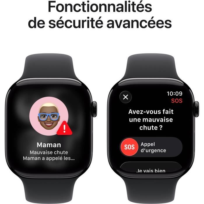 Apple Watch Series 11 GPS + Cellular - 46mm - Boîtier Jet Black Aluminium - Bracelet Black Sport Band - M/L