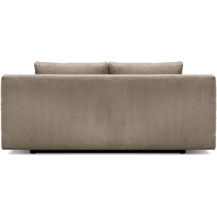 Canapé convertible - 3 places - MIKA - Velours côtelé taupe - Avec coffre de rangement - 192 x 93 x 84 cm