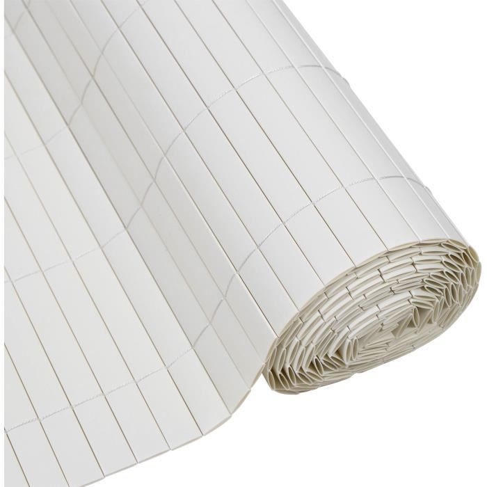 Canisse PVC double face - NATURE - 1 x 3 m - 1600 g/m˛ - Occultant 4/5 - Anti-UV - Blanc