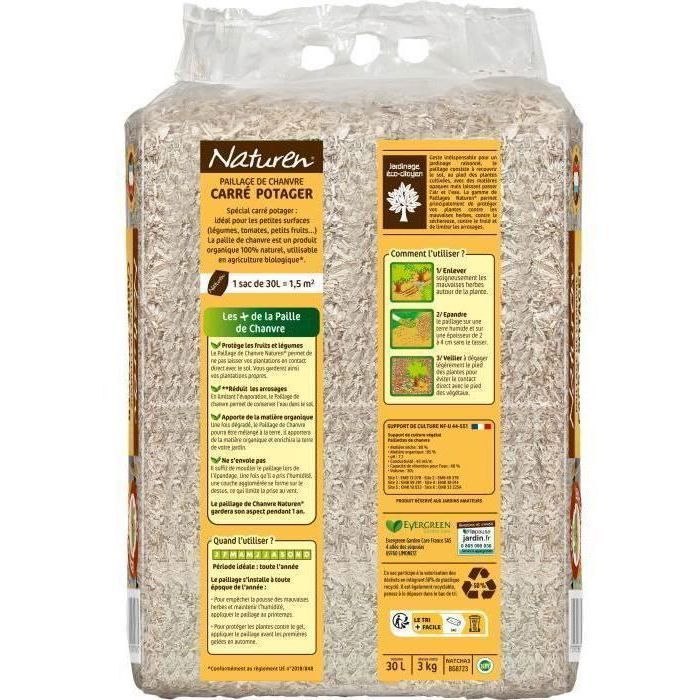 Paillage Carré potager UAB 30 L - Format adapté carré potager - Empeche la levée des mauvaises herbes - 30 L = 1,5m˛ - NATCHA3