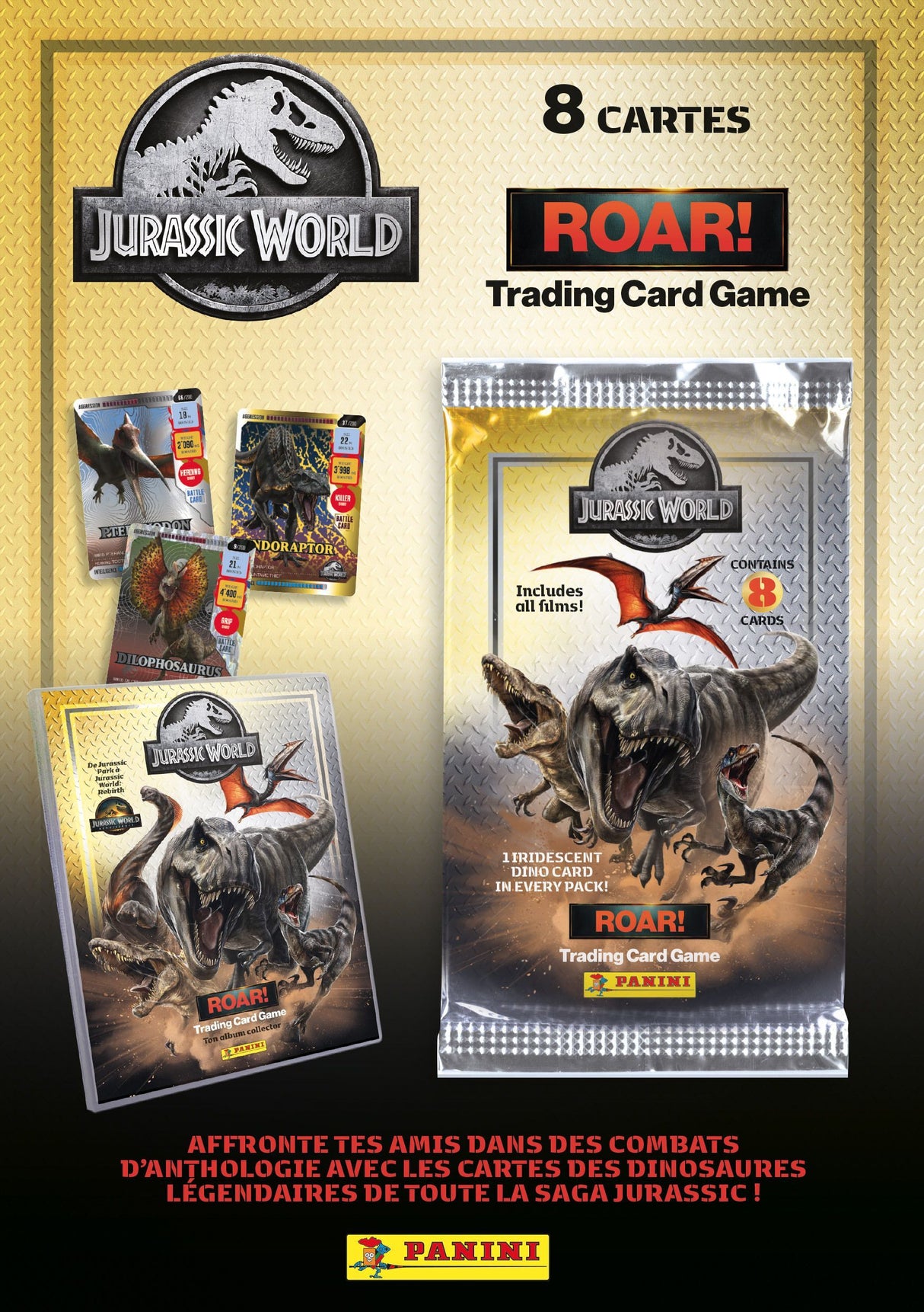 Boîte de 18 pochettes - PANINI - JURASSIC WORLD 4 TCG - 144 cartes + carte edition limitée n°2