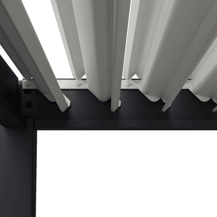 Pergola bioclimatique - 3 x 3 m - 9 m˛ - Structure aluminium anthracite et lames toiture acier blanches