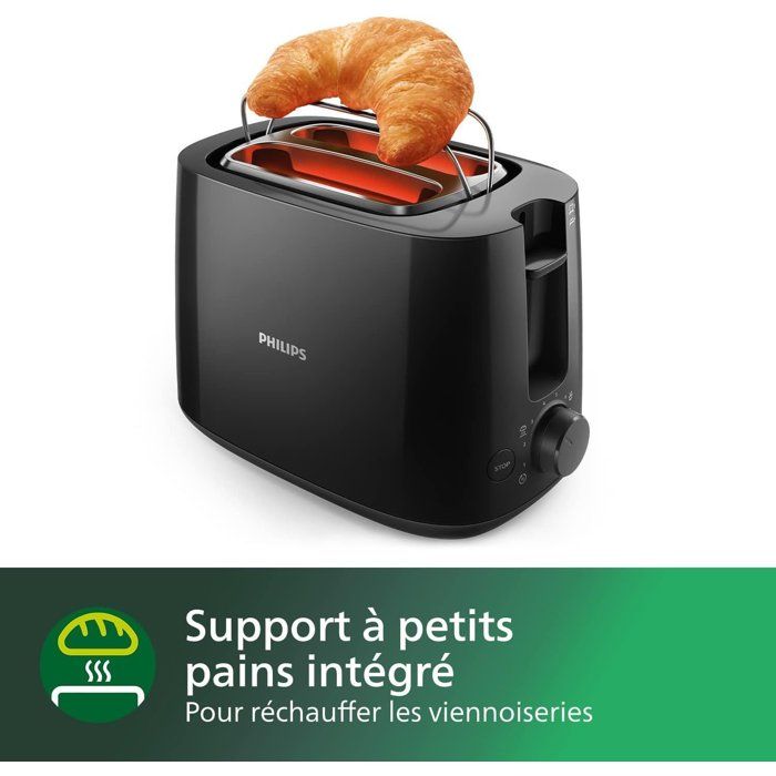 Grille-pain - PHILIPS - HD2581/90 - Collection Daily petit déjeuner - 2 fentes - 830W - Noir