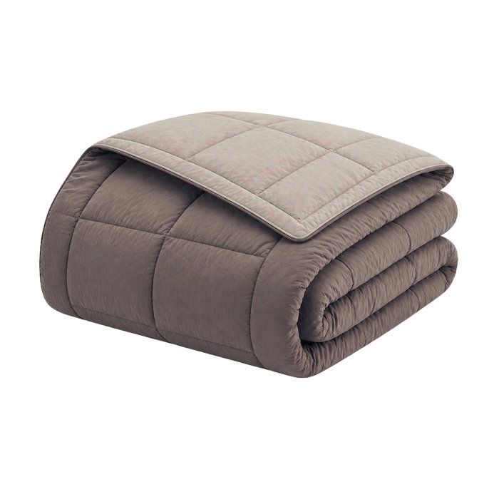 CALGARY - Couette Chaude Microfibre 400gr/m˛ - Taupe & Lin - 240 x 260 cm