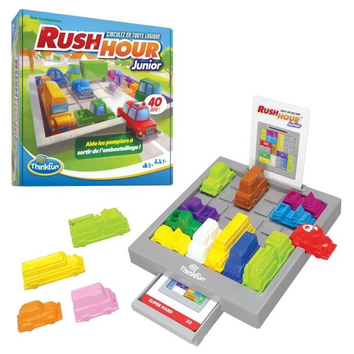 ThinkFun-Rush Hour Junior-Jeu de logique-Casse-tete-Embouteillage-40 défis 4 niveaux-1 Joueur ou plus des 5 ans-Ravensburger-76604