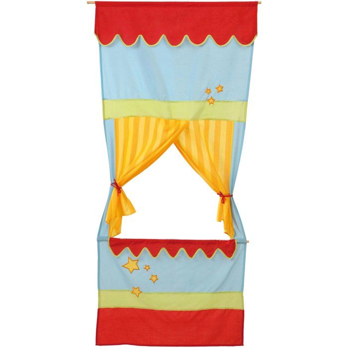 Castelet de marionnettes a suspendre - ROBA - Décor cirque rouge, jaune