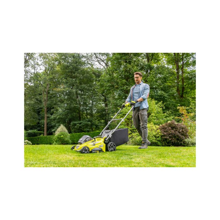 RYOBI - Tondeuse poussée 36V - Ř coupe 40 cm - ramassage et mulching - 1 batterie lithium+ 5,0 Ah et chargeur 1,7 A - RLM36X41H50G