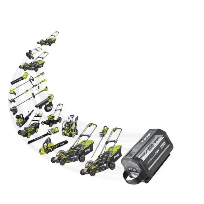 RYOBI - Tondeuse tractée 36V MAXPOWER - Brushless - Ř coupe 51 cm + batterie 36V 6,0 Ah High Energy & chargeur - RY36LMX51A-160