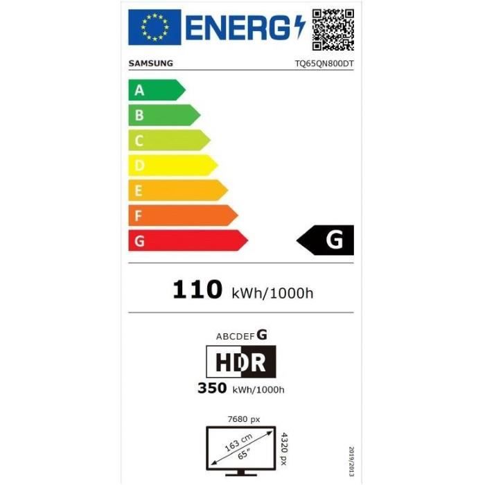 TV Neo QLED Samsung 65QN800D - TV Mini LED 65 (165 cm) - 8K 7680x4320 - 100Hz - HDR - Smart TV - Gaming HUB - 4xHDMI - WiFi