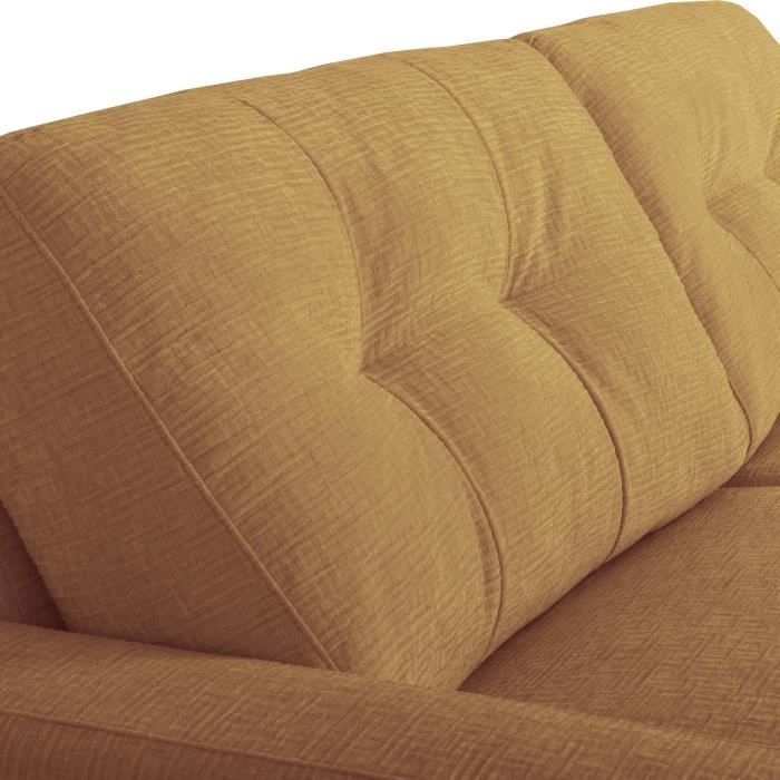 Canapé convertible express - 2/3 places - SOA - Tissu gauffré - Ocre - Matelas 15 cm - 195 x 100 x 91 cm - DUNLOPILLO