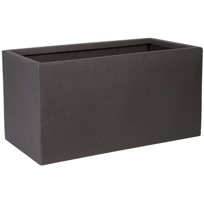 Pot de fleur - STRATA - Riven trough - Ř 38.5cm x 17.5cm H x 46.5cm L - Couleur cendres