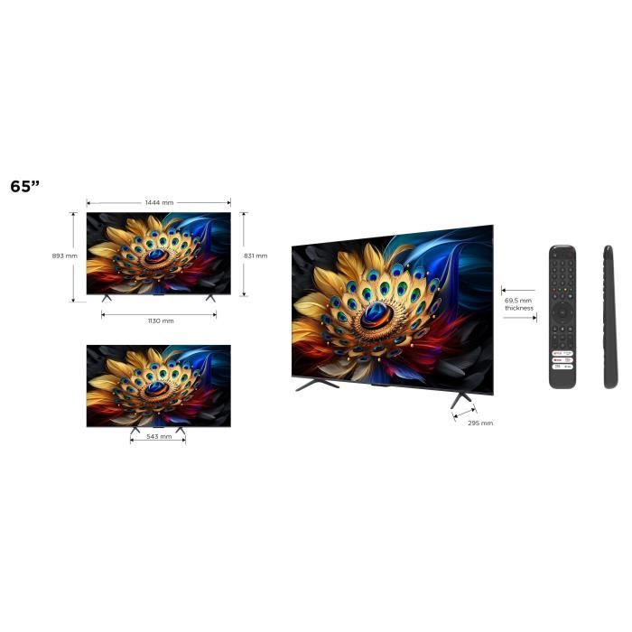 TCL 65C655 - TV QLED Pro 65 (164 cm) - 4K UHD 3840x2160 - HDR10 - Google TV - 3xHDMI 2.1 - WiFi