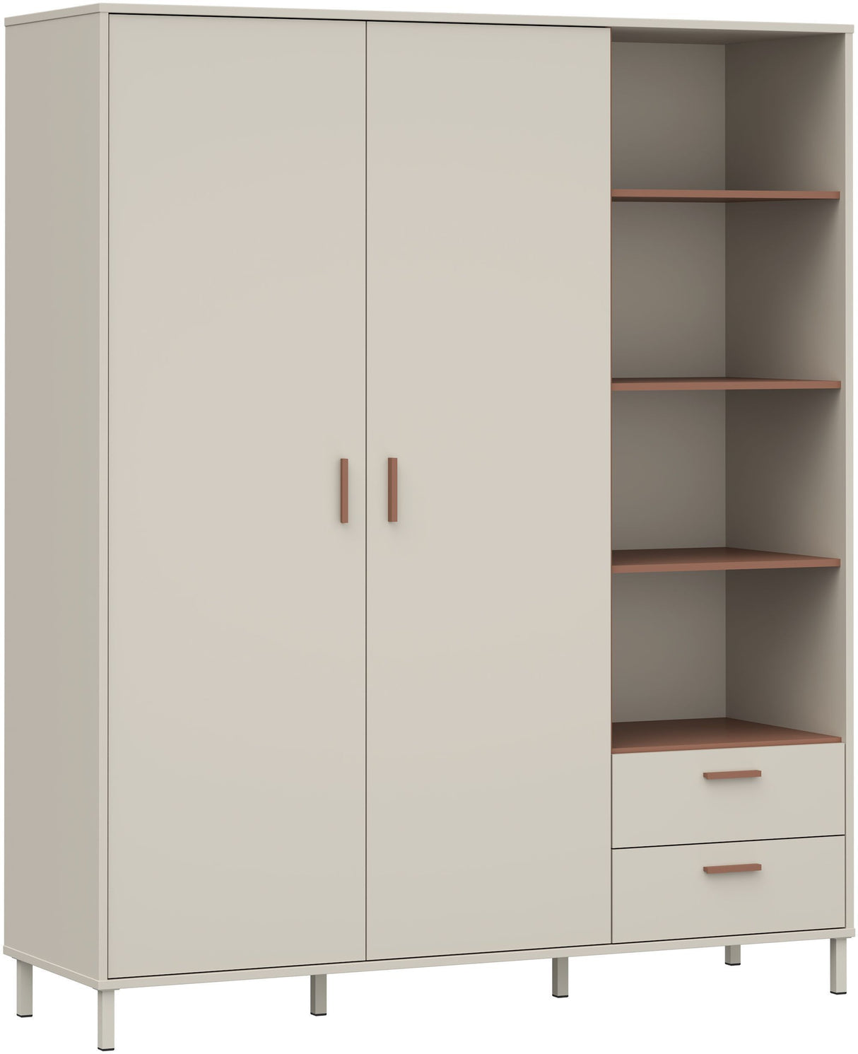 Armoire - Décor cachemire et terracotta - 2 portes - étageres + tiroirs - L168,4 x P52,9 x H201,6 cm