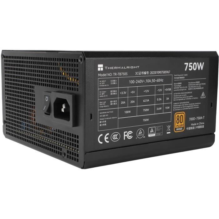 Alimentation PC - THERMALRIGHT - TB750S - 750W - 80+ Bronze - Non modulaire - ATX 3.0 - PCI-E Gen5 - Noir