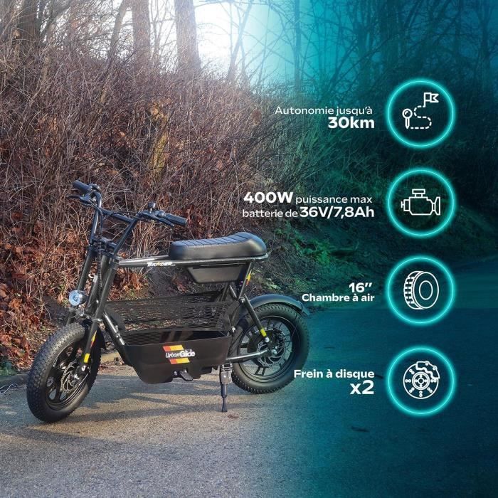 Draisienne Électrique - URBANGLIDE - Thunder 160 - Autonomie 30 km - Vitesse 25 km/h - Gris