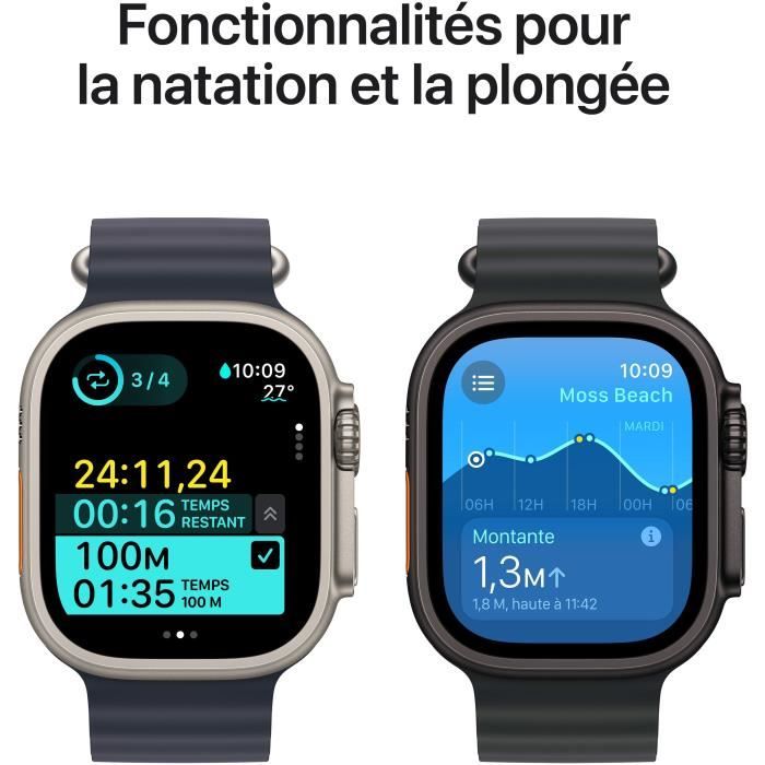 Apple Watch Ultra 2 GPS + Cellular - 49mm - Boîtier Natural Titanium - Bracelet Tan Alpine Loop - Large