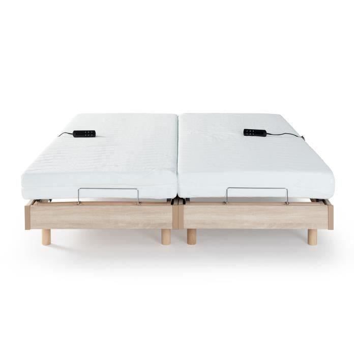 Ensemble relaxation matelas + sommiers électriques 2x80x200cm - Mousse - Ferme - TALCA Fabrication française