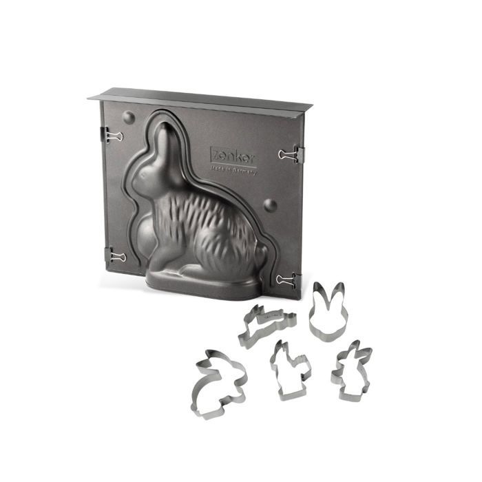 Ensemble de moule lapin de P‚ques 3D et 5 emporte-pieces lapin - ZENKER