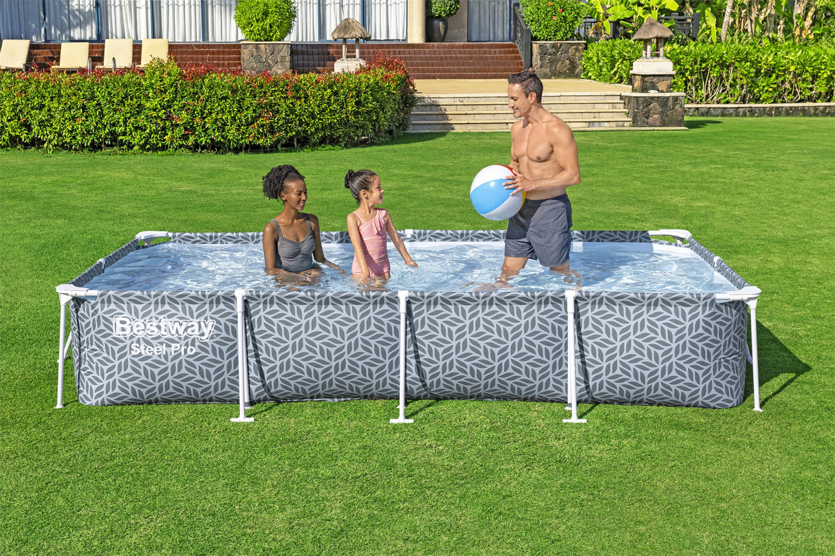 Piscine hors sol tubulaire BESTWAY - Steel Pro™ - 366 x 201 x 66 cm - Rectangulaire - décor graphique