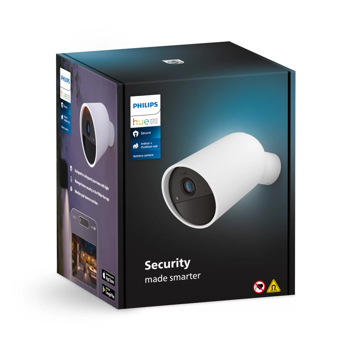 Caméra sans fil - Philips Hue - Secure - HD 1080P - Intérieure ou extérieure - Contrôle avec une seule application - Blanc