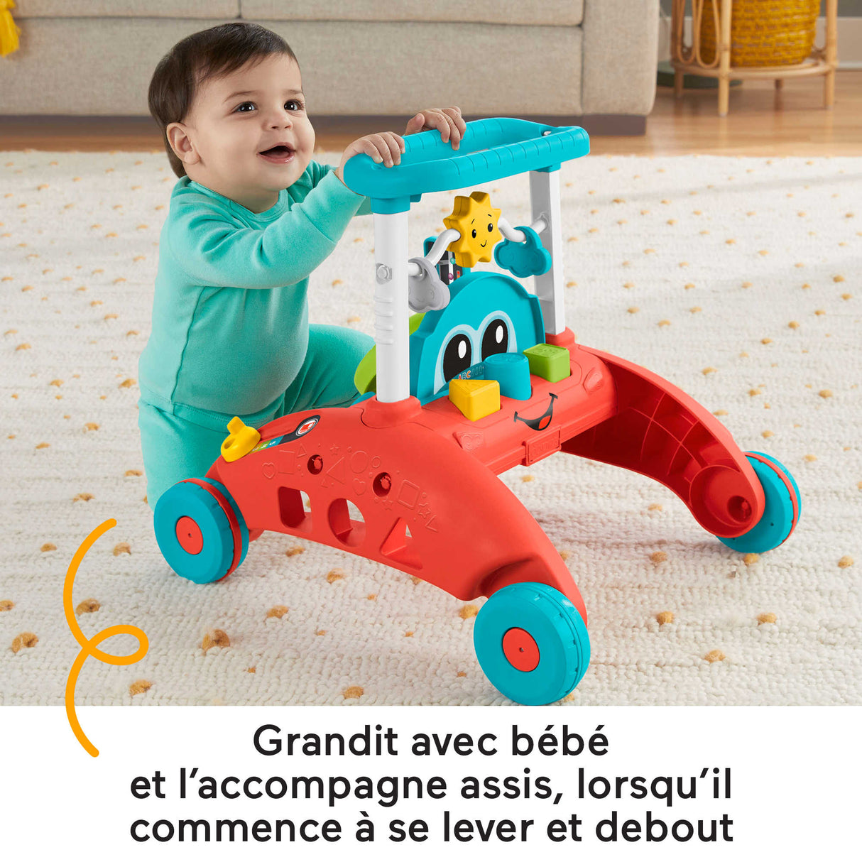 Fisher-Price-Trotteur a 2 côtés Rythme Stable et Régulier HJP43