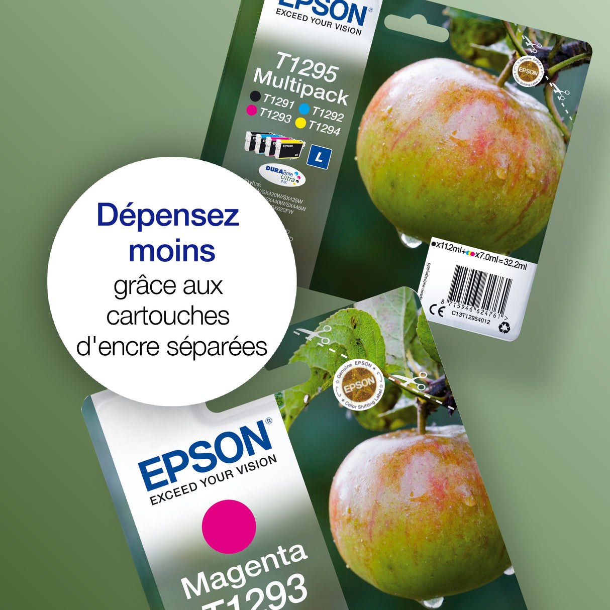 EPSON Cartouche d'encre T1292 Cyan - Pomme (C13T12924012)