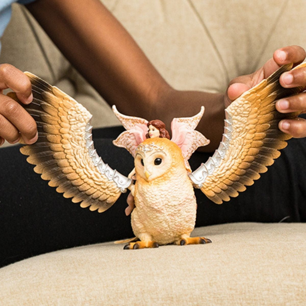 Figurine Elfe sur chouette scintillante, détails tres réalistes, SCHLEICH 70789 Bayala, Des 5 ans