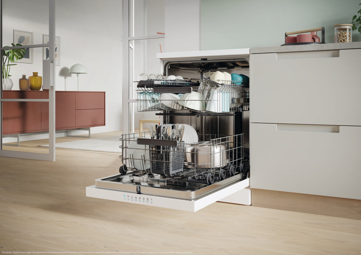 Lave-vaisselle pose libre CANDY CF6C4F2W Rapido - 16 couverts - 44dB - Maxi Cuve - Connecté - Blanc