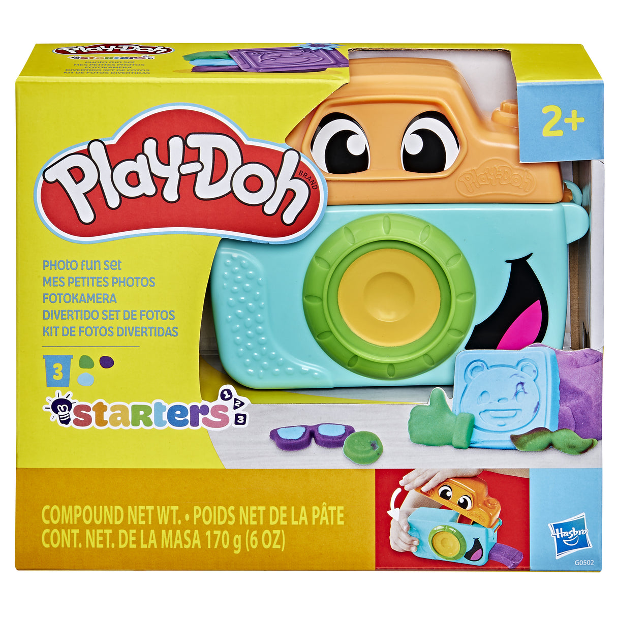 Play-Doh Mes petites photos Starters, pâte a modeler, caméra factice, 7 accessoires et tapis d'activité, Classique, des 2 ans