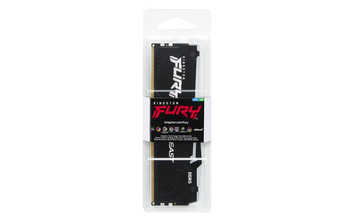Barrette mémoire 32Go DIMM DDR5 Kingston Fury Beast RGB 5200MHz (Noir)