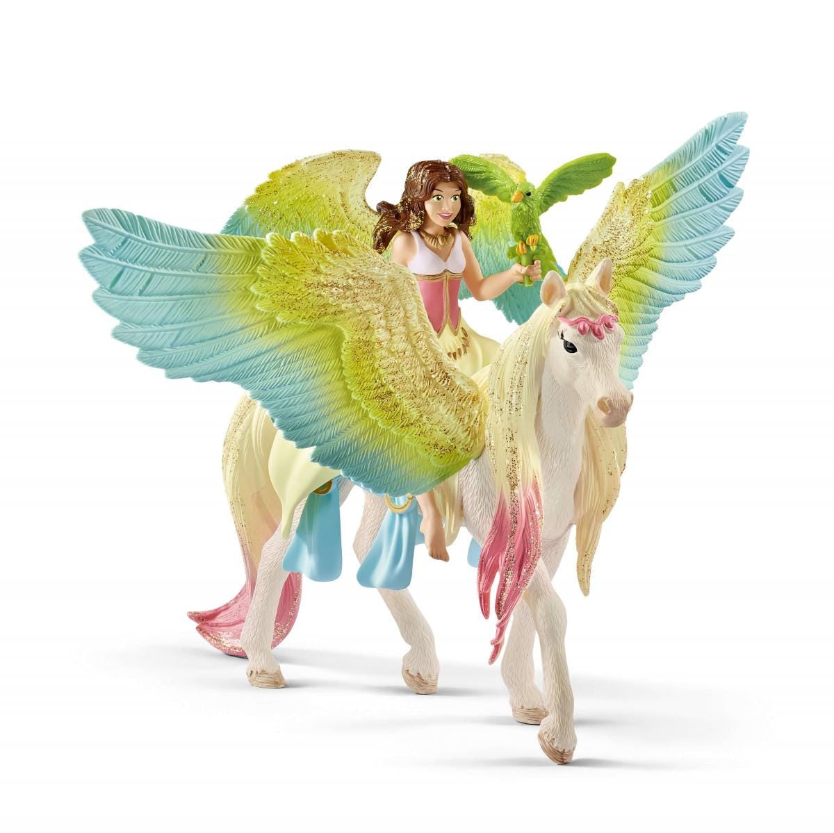Coffret Magique Pieces avec Fée Surah et son Pégase a Paillettes - Figurine schleich Licorne et Fée avec Bras Mobiles et