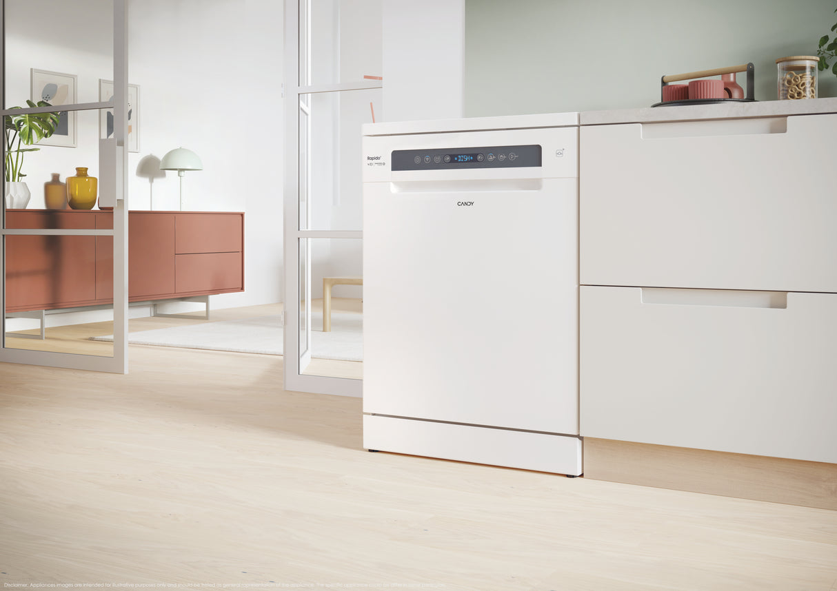 Lave-vaisselle pose libre CANDY CF6C4F2W Rapido - 16 couverts - 44dB - Maxi Cuve - Connecté - Blanc