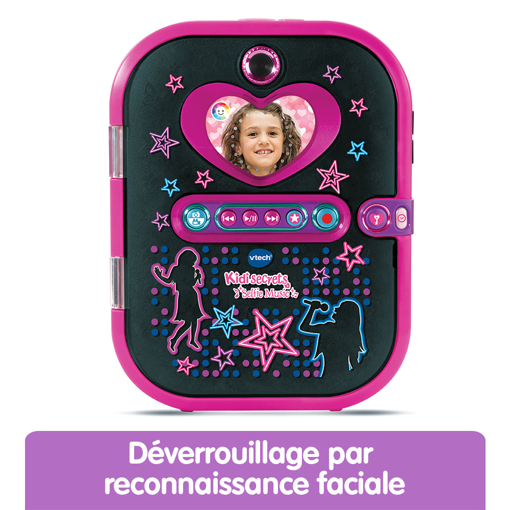 Agenda électronique VTECH Kidisecrets Selfie Music Noir avec lecteur MP3 pour filles de 6 a 12 ans