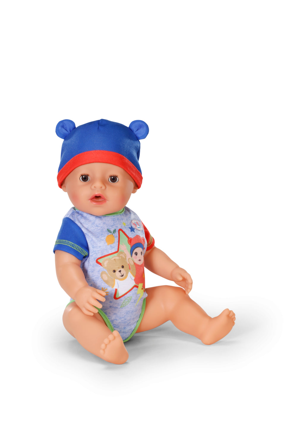 Poupon - BABY BORN - Jonas - 10 fonctions réalistes - 10 accessoires - Bleu et Rouge - 43cm - Des 3 ans