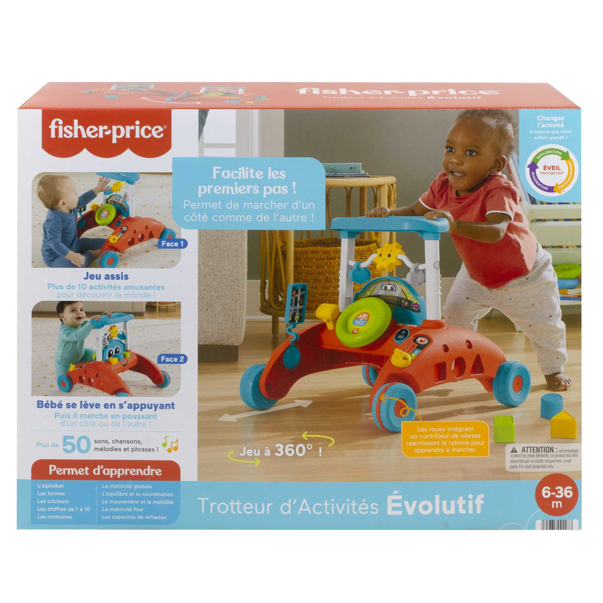Fisher-Price-Trotteur a 2 côtés Rythme Stable et Régulier HJP43