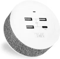 Station de charge USB T'nB Iconiq 3 ports USB-A + 1 pors USB-C (Blanc/Gris)
