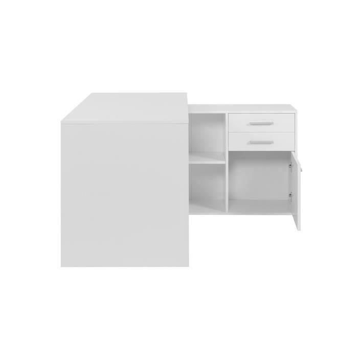 Bureau d'angle LONDON - Panneaux de particules - Décor blanc - 136 x 75 x 139 cm