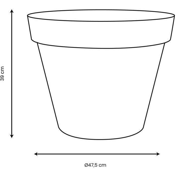 Pot de fleur Rond - Ř 48 cm - EDA - Toscane - 43 L - Intérieur/Extérieur - Ř 47,5 x H.40 cm - Orange Terre Battue