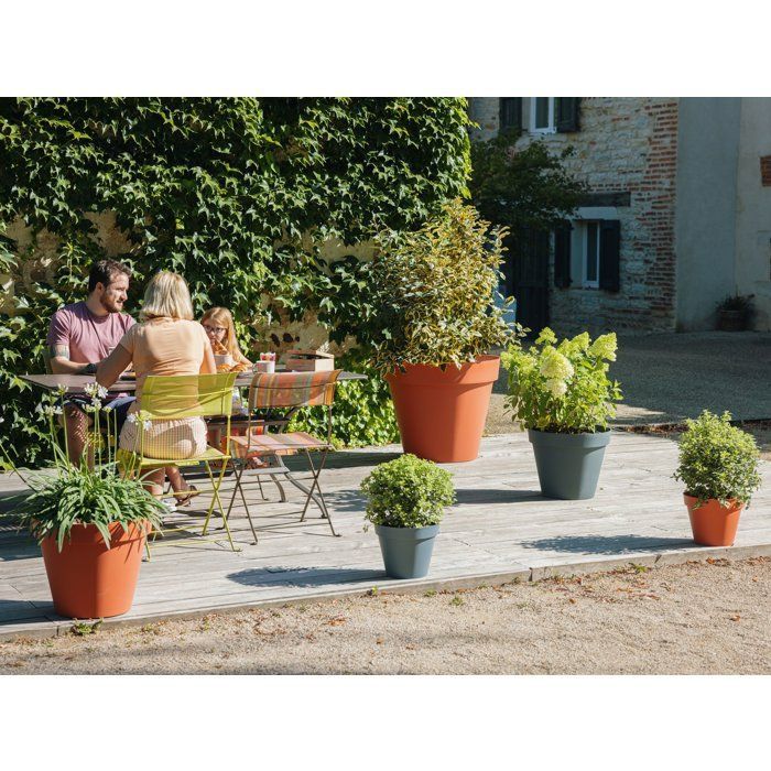 Pot de fleur Rond - Ř 30 - EDA - Toscane  - 10 L - Intérieur/Extérieur - Ř 30 x H 24 cm  - Orange Terre Battue