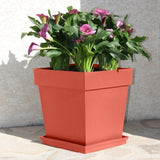 Pot de fleur carré - Toscane - EDA - 39 x 39 x H. 39 cm - Intérieur / Extérieur - 38L - Orange Terre Battue