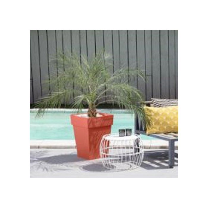 Pot de fleur mi-haut Carré - EDA - Toscane - 40 cm - 51 L - 39 x 39 x H. 53 cm - Orange Terre Battue