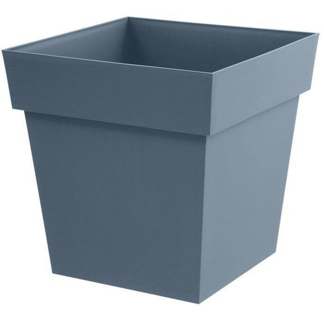Pot de fleur carré - Toscane - EDA - 32 x 32 x H. 32 cm - Intérieur / Extérieur - 22L - Bleu Jean