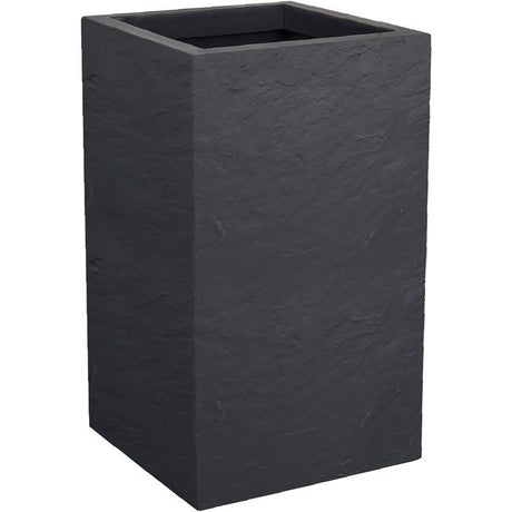 Pot de fleur Carré Haut 30 cm - EDA - Volcania Up - 36 L - Intérieur/Extérieur - 29,5 x 29,5 x H. 49,5 cm - Gris Anthracite